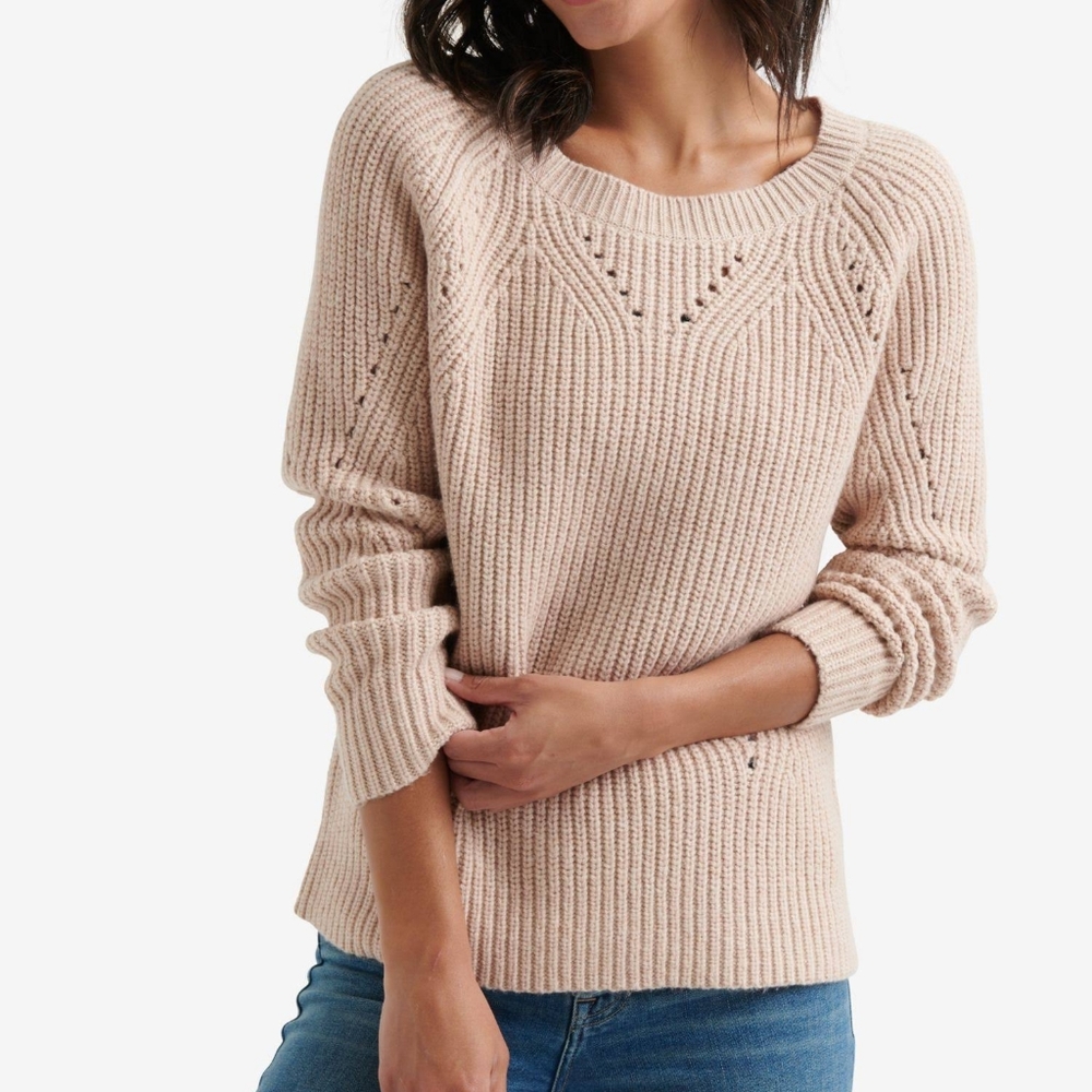 Lucky Brand Crew Neck Pointelle Sweater XS